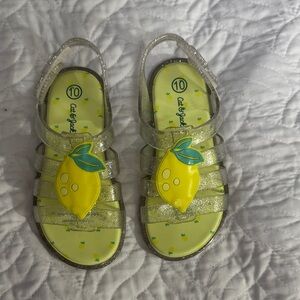 Cat & Jack Lemon Glitter Sandals - Yellow and Silver